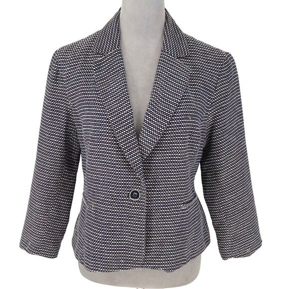 Cynthia Rowley Jackets & Blazers - Cynthia Rowley Jacket Womens Large Navy Blue White Cotton Lined Blazer Career